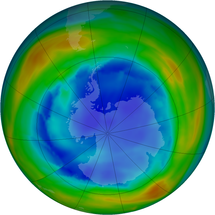 Antarctic ozone map for 12 August 2005